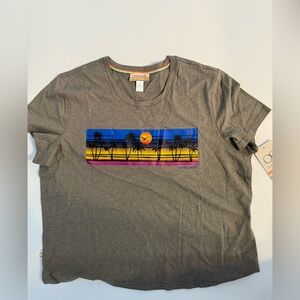 OP Tropical Sunset Palm Trees Tee in Gray